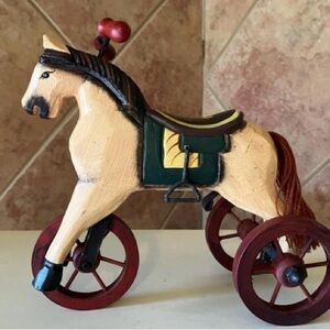 Folk Art Wood Horse on Wheels